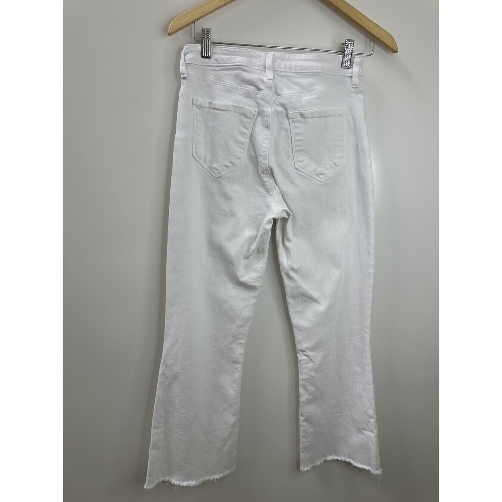 L'Agence Kendra Cropped Flare Jeans High Rise White Frayed Hem Denim Size 27 - Picture 5 of 16
